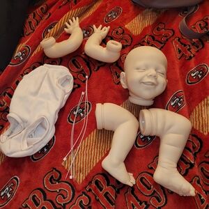 Unpainted Vinyl Reborn smiling Sleepy Baby Doll Kit - Beige